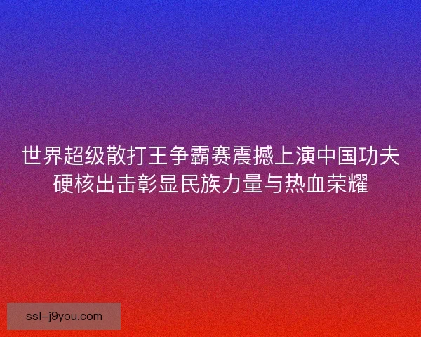 世界超级散打王争霸赛震撼上演中国功夫硬核出击彰显民族力量与热血荣耀